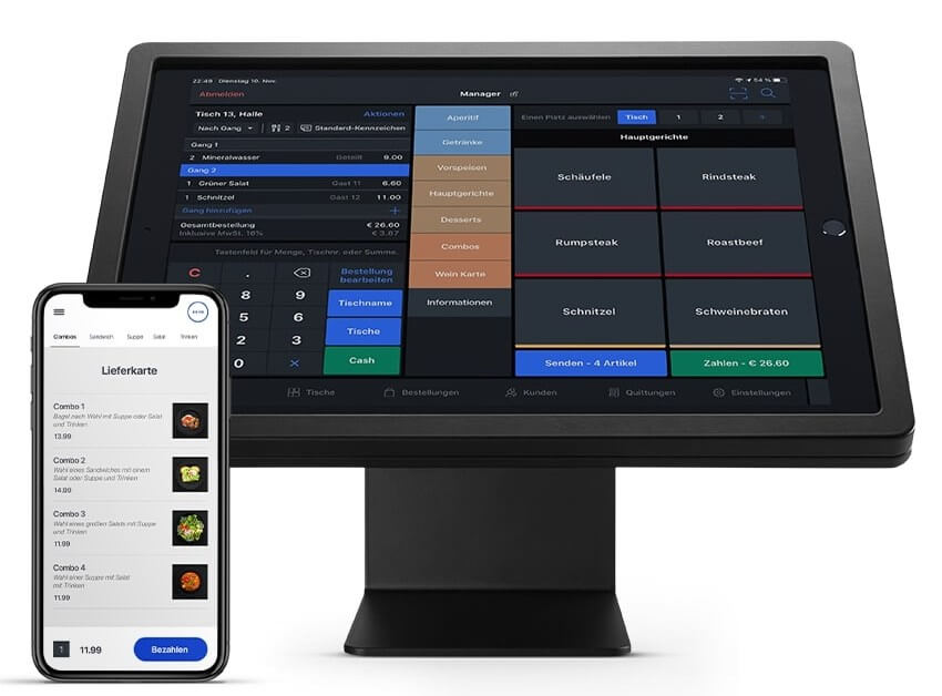Lightspeed Restaurant Hardware – iPad-Ständer, Bondrucker und Kartenzahlterminal als komplettes Setup